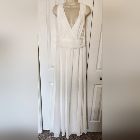 Lulus heavenly hues white long maxi dress formal wedding nwot dress size 2x - Picture 5 of 9